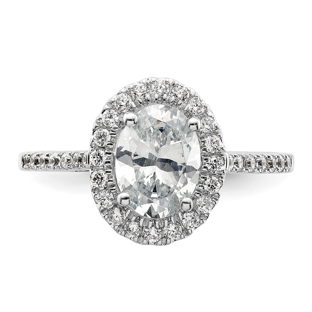 14K White Gold Halo (Holds 2 carat (8.5x6.5mm) Oval Center) 1/3 carat Diamond Semi-mount Engagement Ring