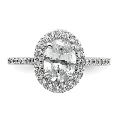 14K White Gold Halo (Holds 2 carat (8.5x6.5mm) Oval Center) 1/3 carat Diamond Semi-mount Engagement Ring
