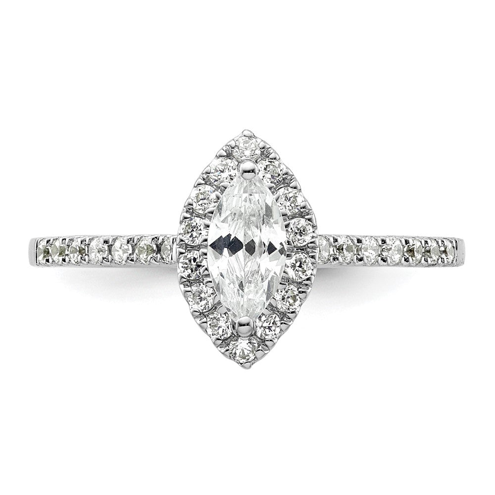 14K White Gold Halo (Holds 1/2 carat (8x4mm) Marquise Center) 1/4 carat Diamond Semi-mount Engagement Ring