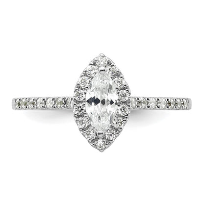 14K White Gold Halo (Holds 1/2 carat (8x4mm) Marquise Center) 1/4 carat Diamond Semi-mount Engagement Ring