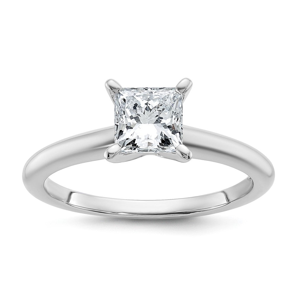 14K White Gold 1 carat Lab Grown Diamond VS+ F+ Princess Complete Solitaire Engagement Ring