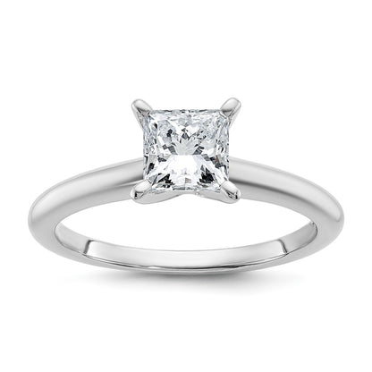 14K White Gold 1 carat Lab Grown Diamond VS+ F+ Princess Complete Solitaire Engagement Ring