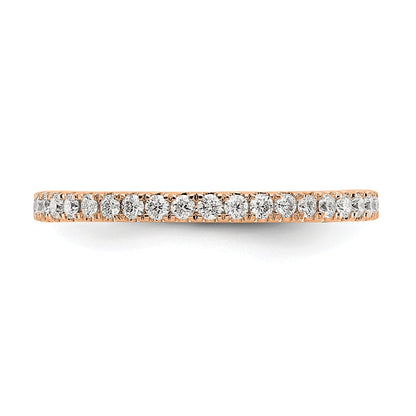 14K Rose Gold Polished Size 7 U-Shared Prong 1/2 carat Diamond Complete Eternity Wedding Band Ring