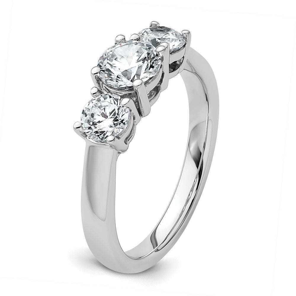14K White Gold 1 1/2 carat Certified Lab Grown Diamond VS+ F+ Three Stone Complete Engagement Ring