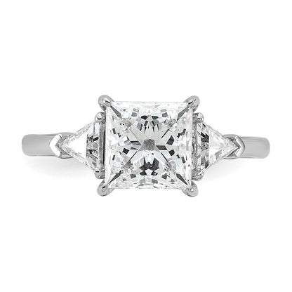 14K White Gold 1/2 carat Lab Grown Diamond VS/SI+ G+ Trillion and 2 carat Princess Center Semi Mount Three Stone Engagement Ring