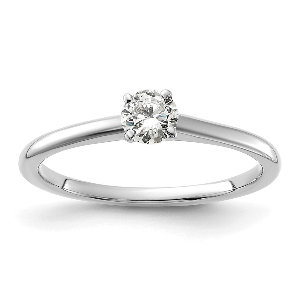 14K White Gold 1/3 carat Lab Grown Diamond VS+ F+ Round Complete Solitaire Engagement Ring