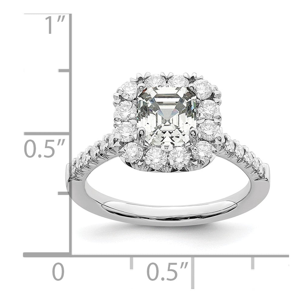 14K White Gold Halo (Holds 1.5 carat (6.25mm) Asscher-cut Center) 3/4 carat Diamond Semi-mount Engagement Ring