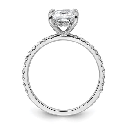 14K White Gold 2 carat Certified Lab Grown Diamond VS+ F+ Princess Complete Solitaire with Flair Engagement Ring