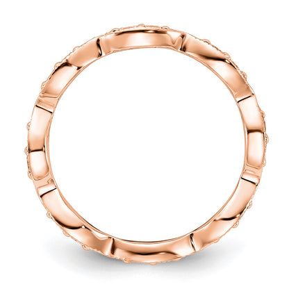 14K Rose Gold Polished Size 7 Vintage Pave 1/2 carat Diamond Complete Eternity Wedding Band Ring