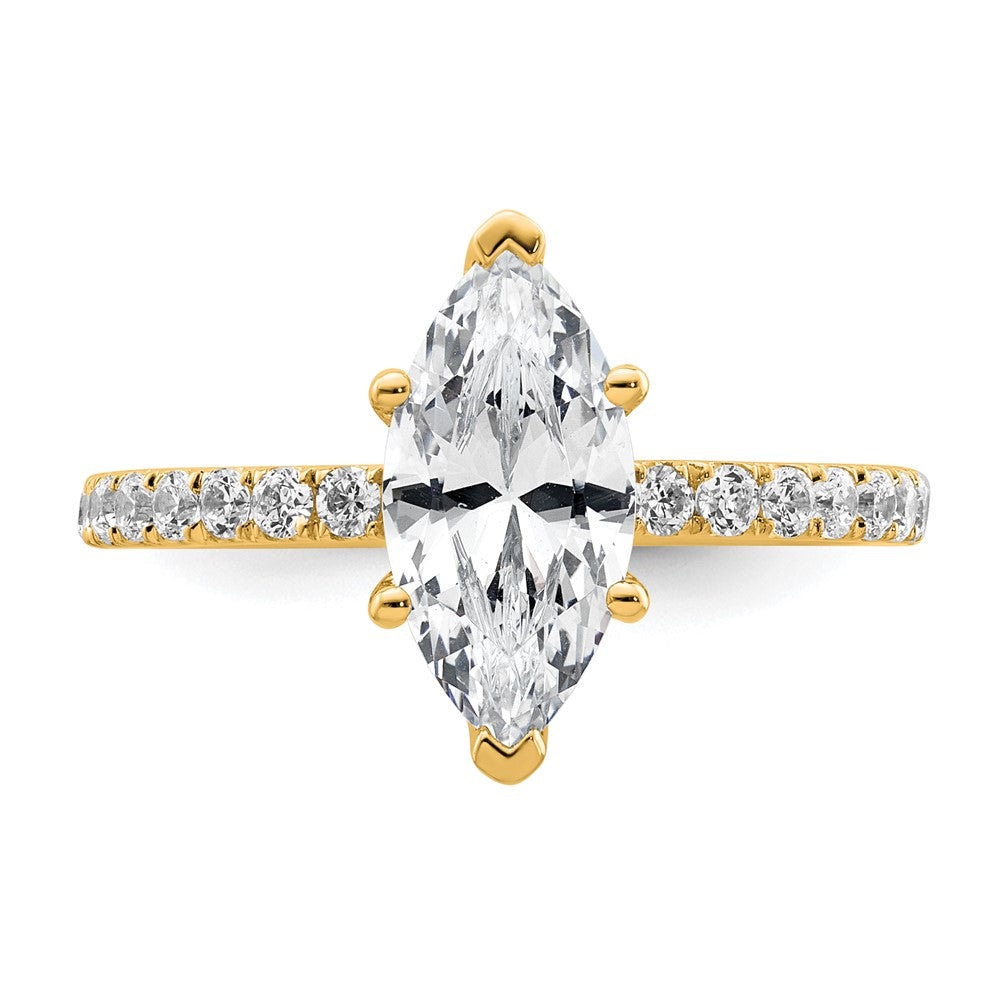 14K Yellow Gold 2 5/8 carat Certified Lab Grown Diamond VS/SI+ G+ Marquise Complete Solitaire with Flair Engagement Ring