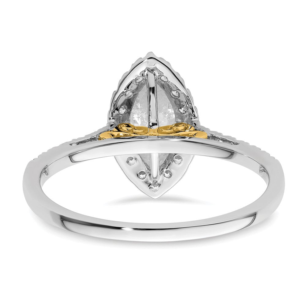 14K Two-Tone Gold Two-tone Halo (Holds 3/4 carat (9.0x4.5mm) Marquise Center) 1/3 carat Diamond Semi-mount Engagement Ring