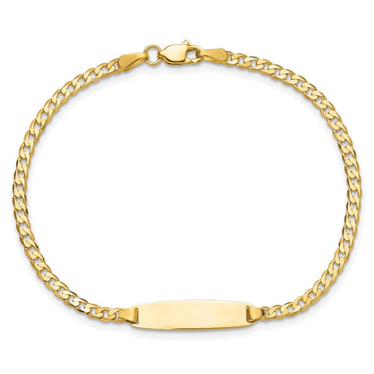 14K Yellow Gold Polished Solid Chain/Solid Plate Curb Link 19.5x5.5mm Plate 7 Inch ID Bracelet