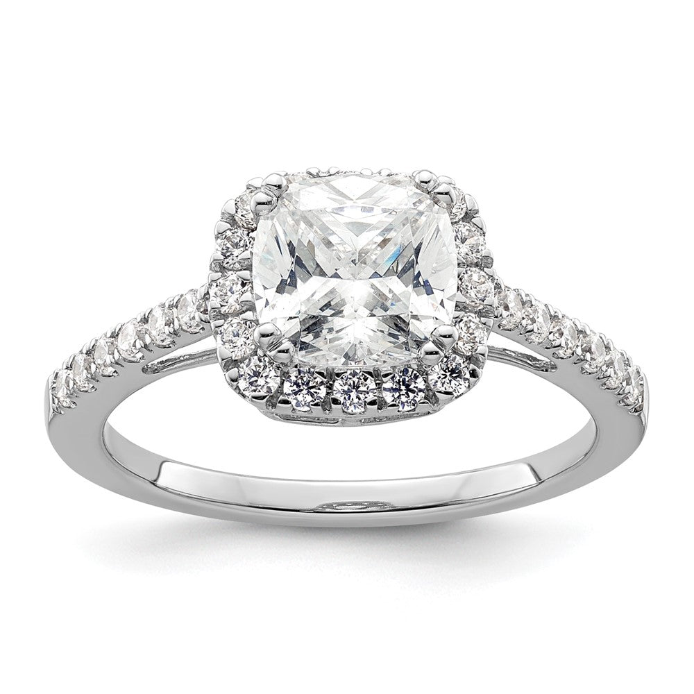 14K White Gold Halo Plus (Holds 1.75 carat (7.00mm) Cushion Center) 3/8 carat Diamond Semi-Mount Engagement Ring