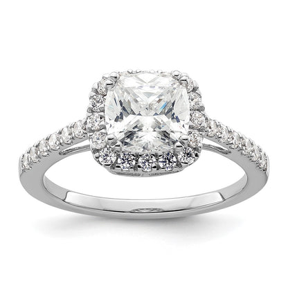 14K White Gold Halo Plus (Holds 1.75 carat (7.00mm) Cushion Center) 3/8 carat Diamond Semi-Mount Engagement Ring