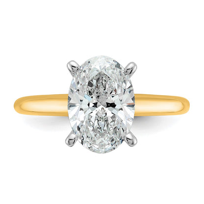 14K Two-Tone Gold 2 1/2 carat Certified Lab Grown Diamond VS+ F+ Oval Complete Solitaire Engagement Ring