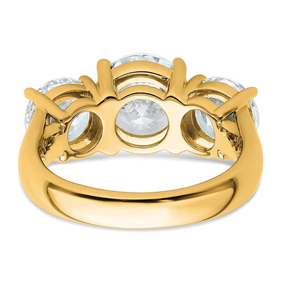 14K Yellow Gold 5 carat Certified Lab Grown Diamond VS+ F+ Three Stone Complete Engagement Ring