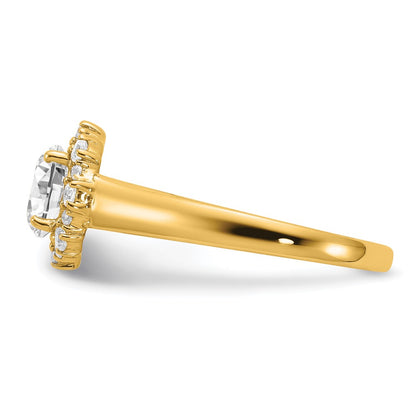 True Origin 14K Yellow Gold 1/4 carat Lab Grown Diamond VS+ F+ Semi-Mount Round Halo Engagement Ring