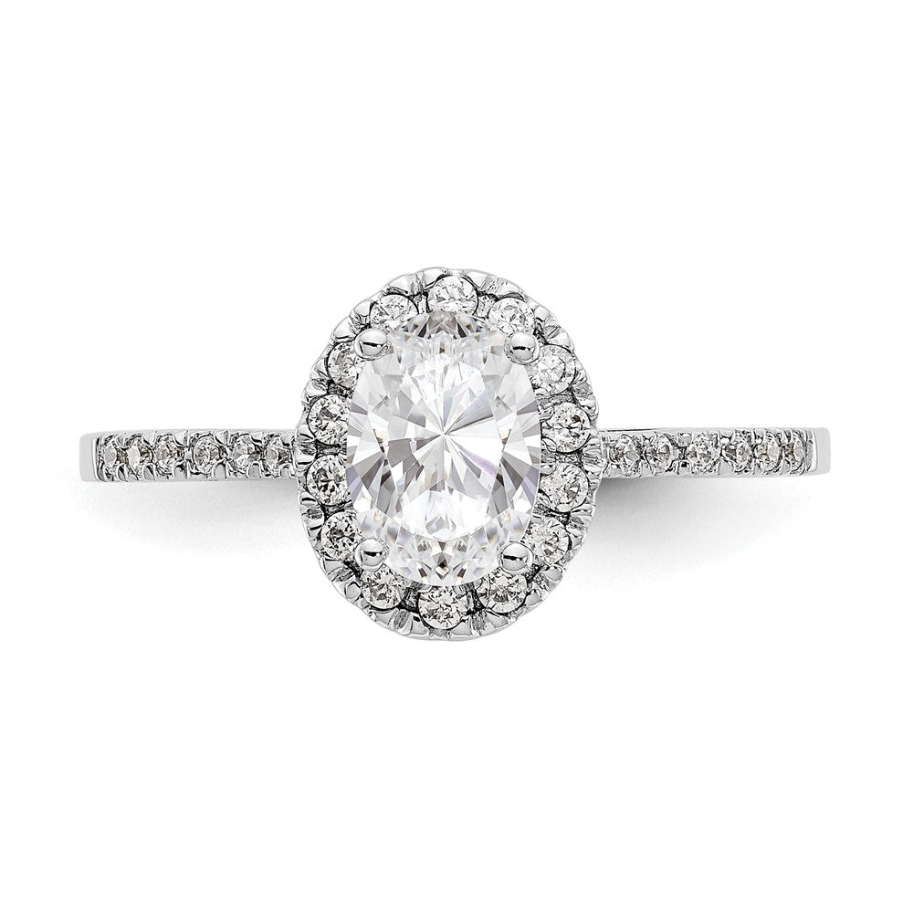 14K White Gold Halo (Holds 1 carat (7x5mm) Oval Center) 1/4 carat Diamond Semi-mount Engagement Ring