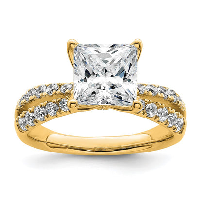 True Origin 14K Yellow Gold 2 5/8 carat Lab Grown Diamond VS+ F+ Complete Princess Engagement Ring