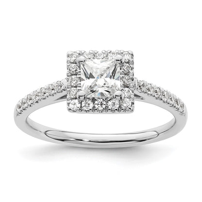 14K White Gold Halo Plus (Holds 1/2 carat (4.5mm) Princess Center) 1/3 carat Diamond Semi-Mount Engagement Ring