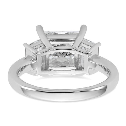 14K White Gold 4 carat Lab Grown Diamond VS+ F+ Princess and Trapezoid Complete Three Stone Engagement Ring