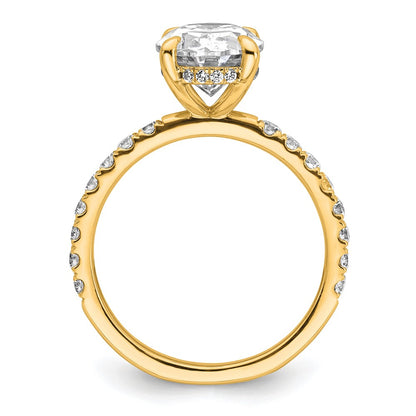 14K Yellow Gold 3 1/2 carat Certified Lab Grown Diamond VS/SI+ G+ Oval Complete Solitaire with Flair Engagement Ring