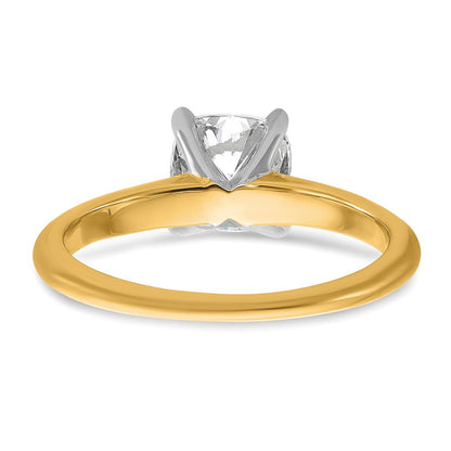 14K Two-Tone Gold Two-tone 1 1/2 carat Certified Lab Grown Diamond VS+ F+ Cushion Complete Solitaire Engagement Ring