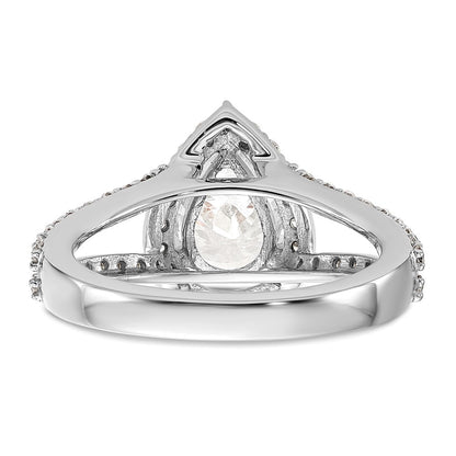 True Origin 14K White Gold 5/8 carat Lab Grown Diamond VS+ F+ Semi-Mount Pear Halo Engagement Ring