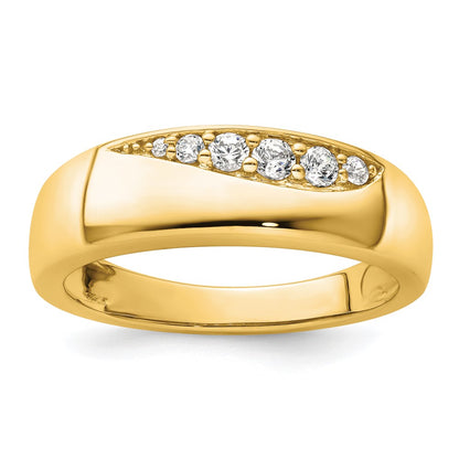 True Origin 14K Yellow Gold Men's 1/4 carat Lab Grown Diamond VS+ F+ Complete Wedding Band Ring