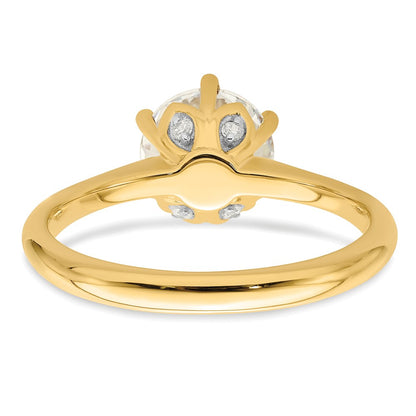 14K Yellow Gold (Holds 1.25 carat (7.50 mm) Round) 4-Prong with .03 carat Diamond Leaf Design Semi-Mount Engagement Ring