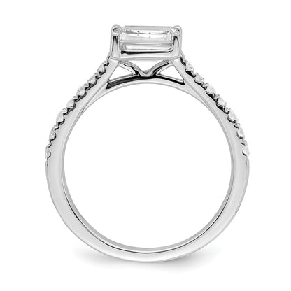 14K White Gold East West (Holds 1 carat (6.9x5.2mm) Emerald-cut Center) 1/4 carat Diamond Semi-Mount Engagement Ring