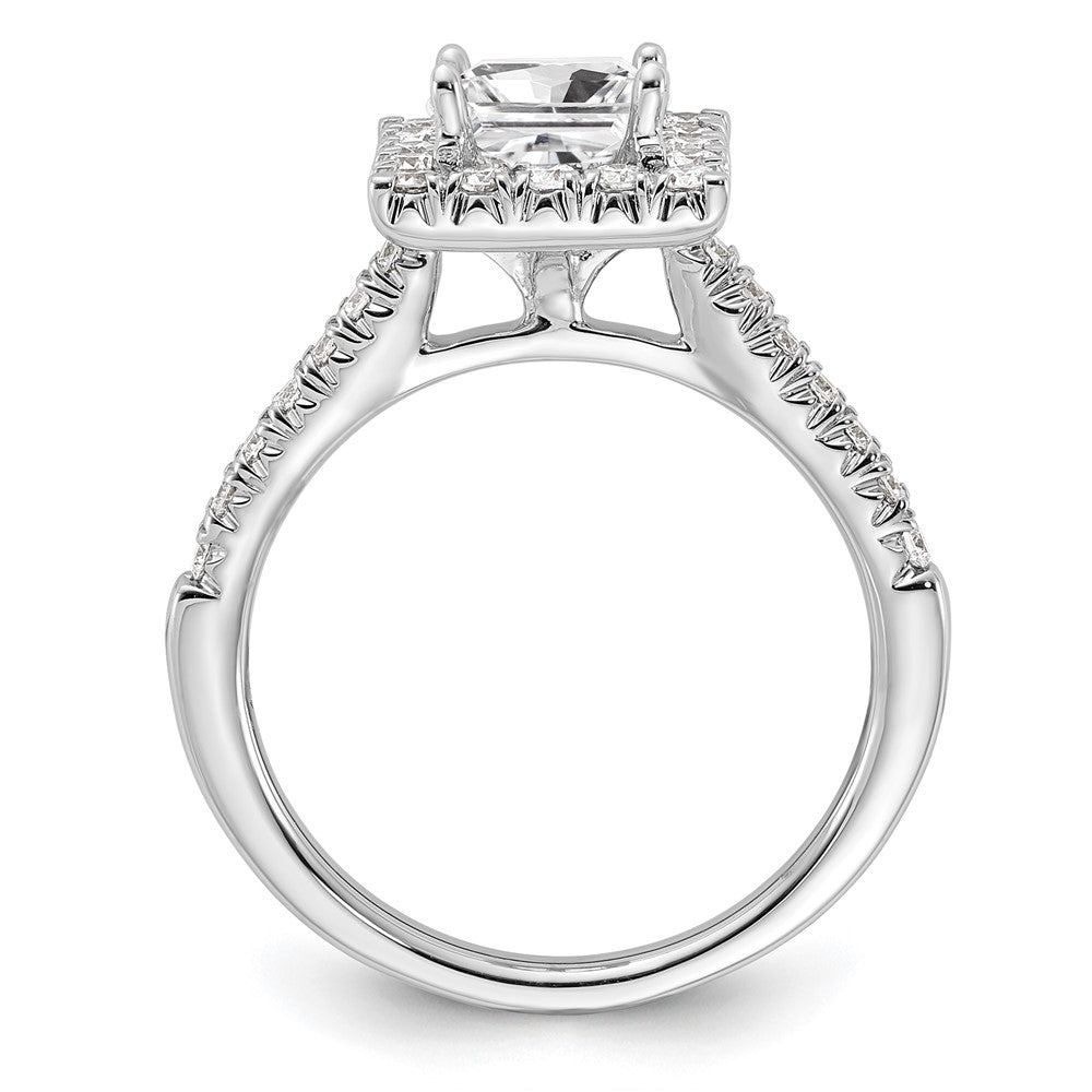 True Origin 14K White Gold 1/2 carat Lab Grown Diamond VS+ F+ Semi-Mount Princess Halo Engagement Ring
