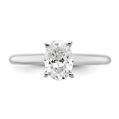 14K White Gold 1 carat Certified Lab Grown Diamond VS+ F+ Oval Complete Solitaire Engagement Ring