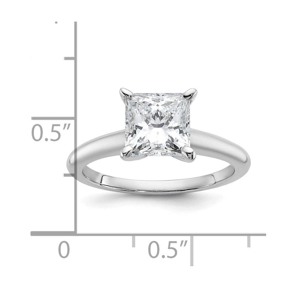 14K White Gold 2 carat Lab Grown Diamond VS+ F+ Princess Complete Solitaire Engagement Ring