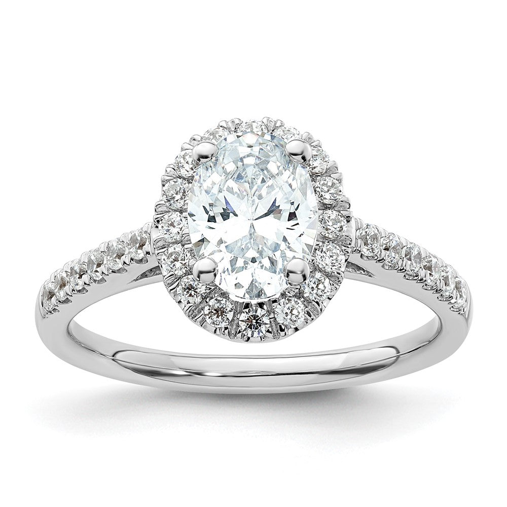 14K White Gold Halo Plus (Holds 3/4 carat (7.5x5.0mm) Oval Center) 3/8 carat Diamond Semi-Mount Engagement Ring