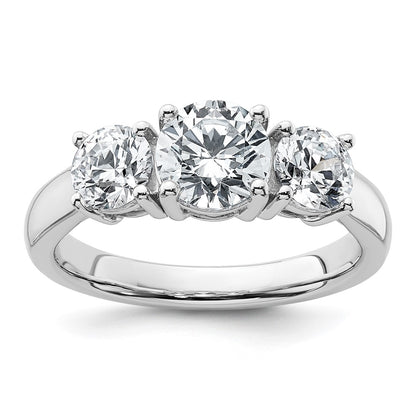14K White Gold 2 carat Certified Lab Grown Diamond VS+ F+ Three Stone Complete Engagement Ring