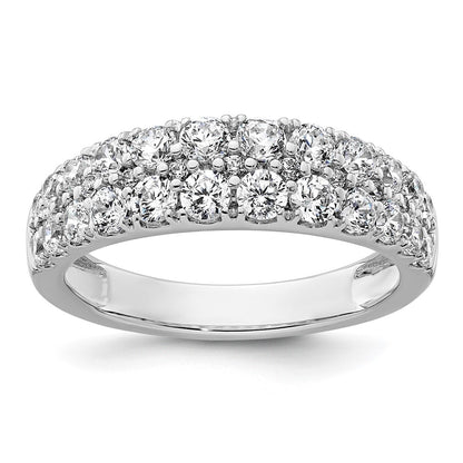 True Origin 14K White Gold 1 1/4 carat Lab Grown Diamond VS+ F+ Double Row Complete Wedding Band Ring
