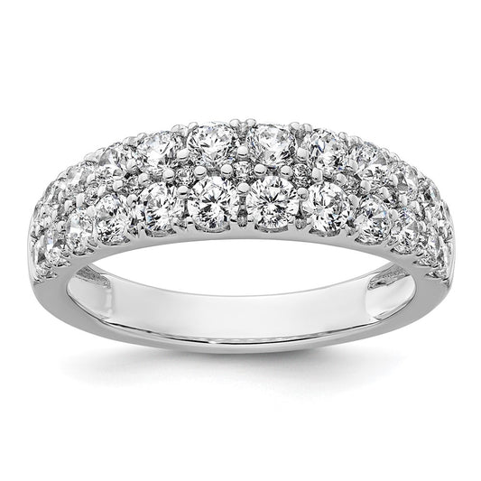 True Origin 14K White Gold 1 1/4 carat Lab Grown Diamond VS+ F+ Double Row Complete Wedding Band Ring