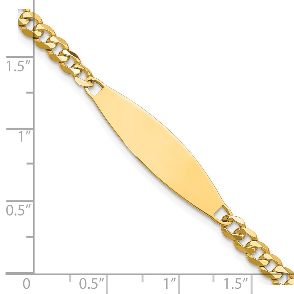 14K Yellow Gold Polished Solid Chain/Solid Plate Flat Curb Link 29.5x8mm Plate 7 Inch ID Bracelet