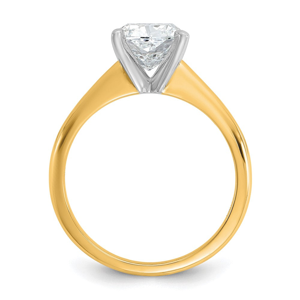 14K Two-Tone Gold Two-tone 2 carat Lab Grown Diamond VS/SI+ G+ Cushion Complete Solitaire Engagement Ring