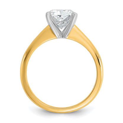 14K Two-Tone Gold Two-tone 2 carat Lab Grown Diamond VS/SI+ G+ Cushion Complete Solitaire Engagement Ring