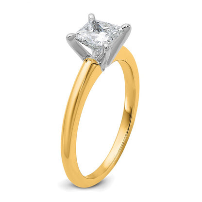 14K Two-Tone Gold Two-tone 1 carat Certified Lab Grown Diamond VS+ F+ Princess Complete Solitaire Engagement Ring