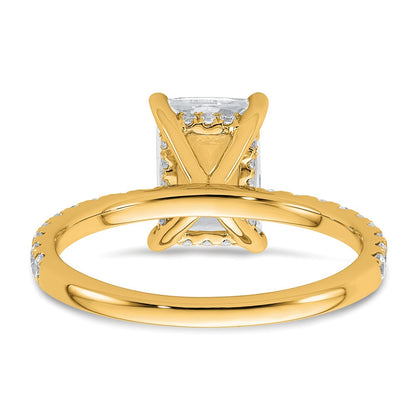 14K Yellow Gold 2 3/8 carat Certified Lab Grown Diamond VS+ F+ Radiant Complete Solitaire with Flair Engagement Ring