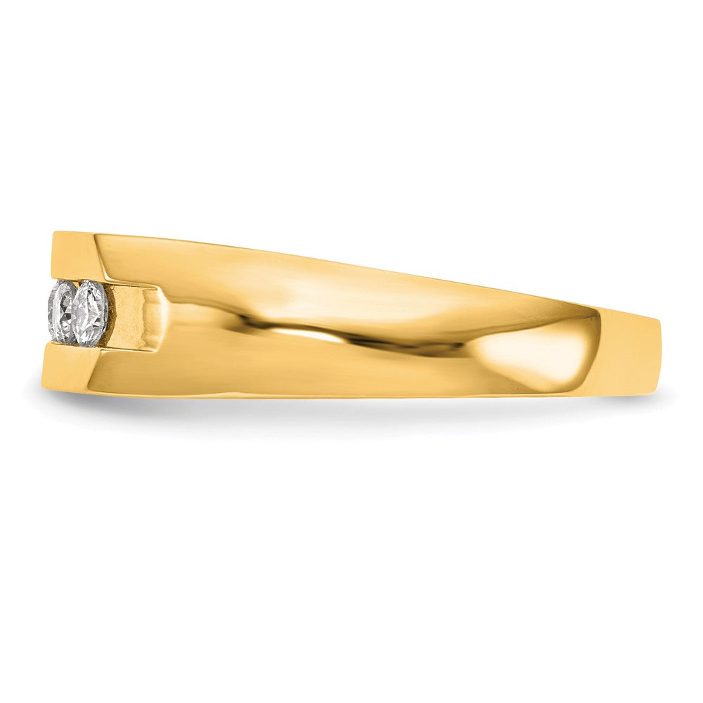 True Origin 14K Yellow Gold Men's 1/3 carat Lab Grown Diamond VS+ F+ Complete Channel Five Stone Wedding Band Ring