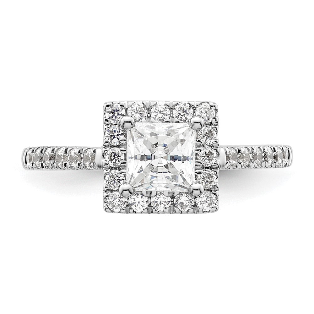 14K White Gold Halo Plus (Holds 3/4 carat (5.00mm) Princess Center) 3/8 carat Diamond Semi-Mount Engagement Ring