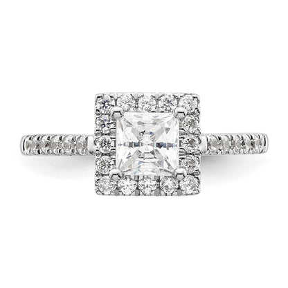14K White Gold Halo Plus (Holds 3/4 carat (5.00mm) Princess Center) 3/8 carat Diamond Semi-Mount Engagement Ring