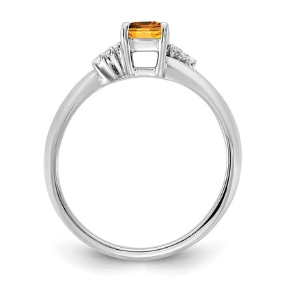 14K White Gold Polished Diamond and Citrine Fashion Ring
