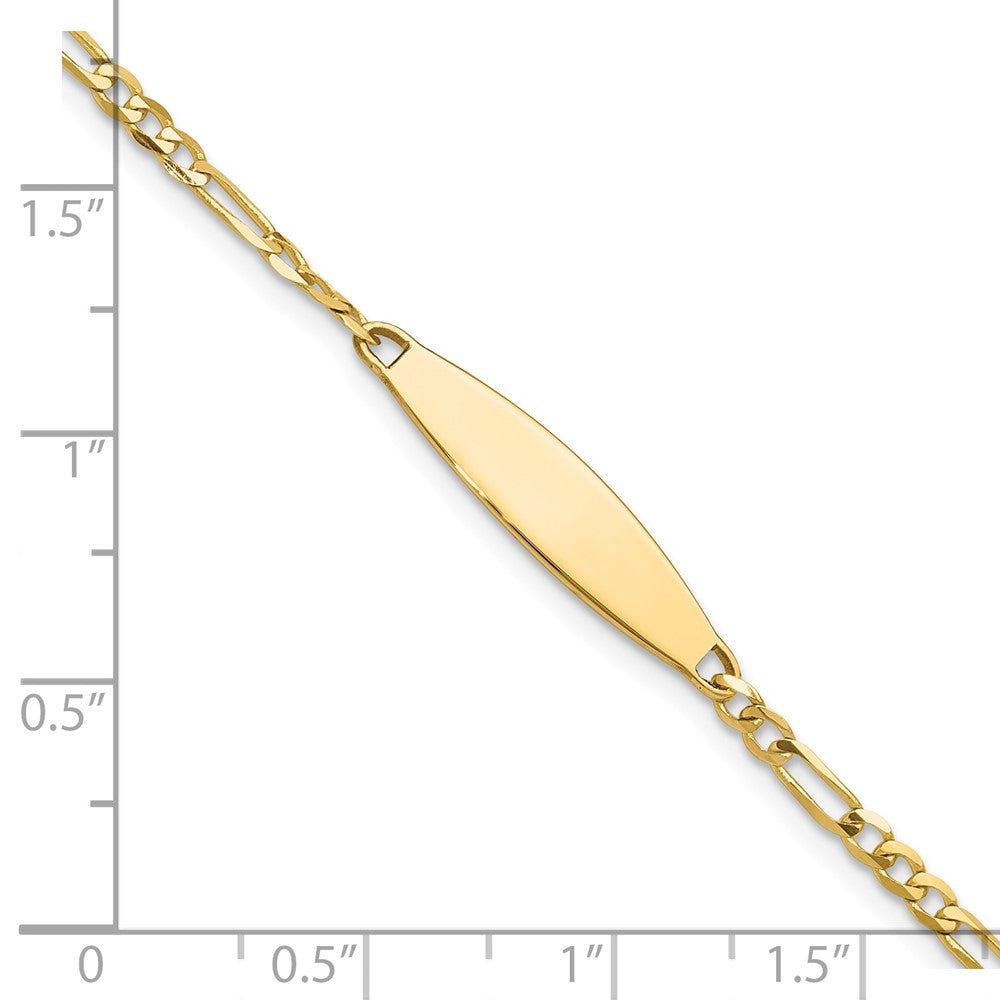 14K Yellow Gold Polished Solid Chain/Solid Plate Figaro Link 24.6x5.5mm Plate 7 Inch ID Bracelet
