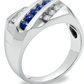$2000 Men's 1/2 CT.Diamond & Blue Sapphire Slant Band in 14K White Gold