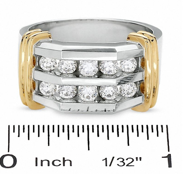 Men's 1 CT. T.W. Diamond Double Row Band in 10K Two-Tone Gold